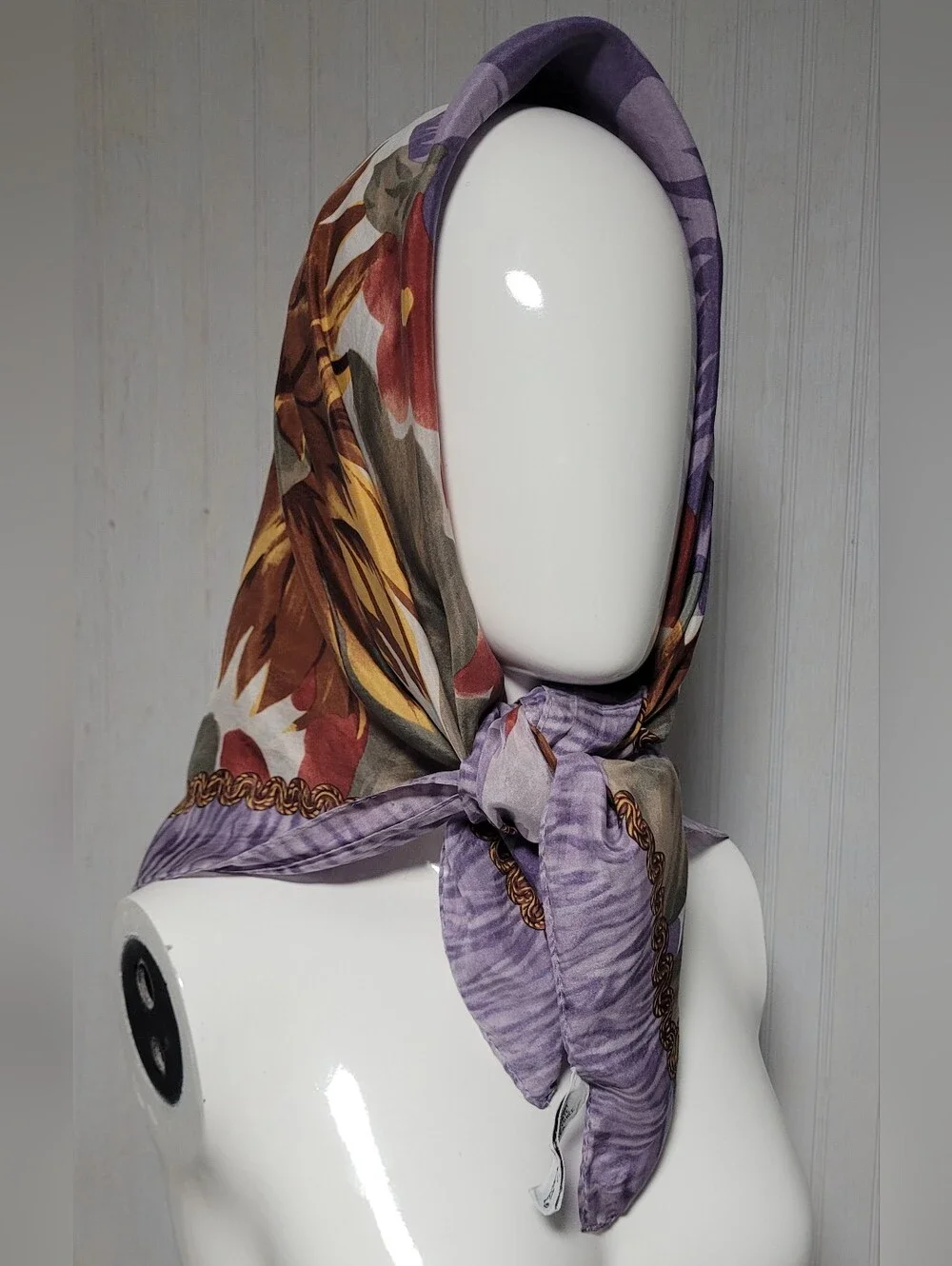 Vintage 80s Oscar de la Renta Silk Floral Scarf OS